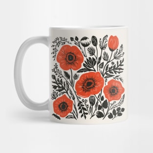 Lino Cut Flowers Mug